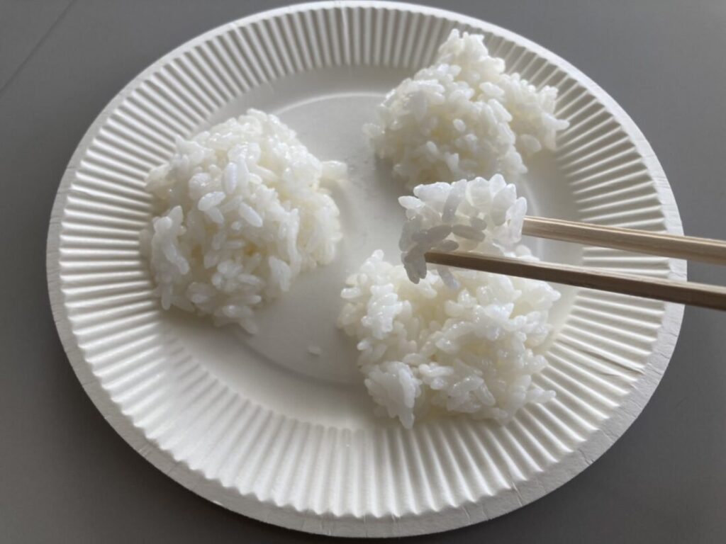 炊き上がった3種類の米